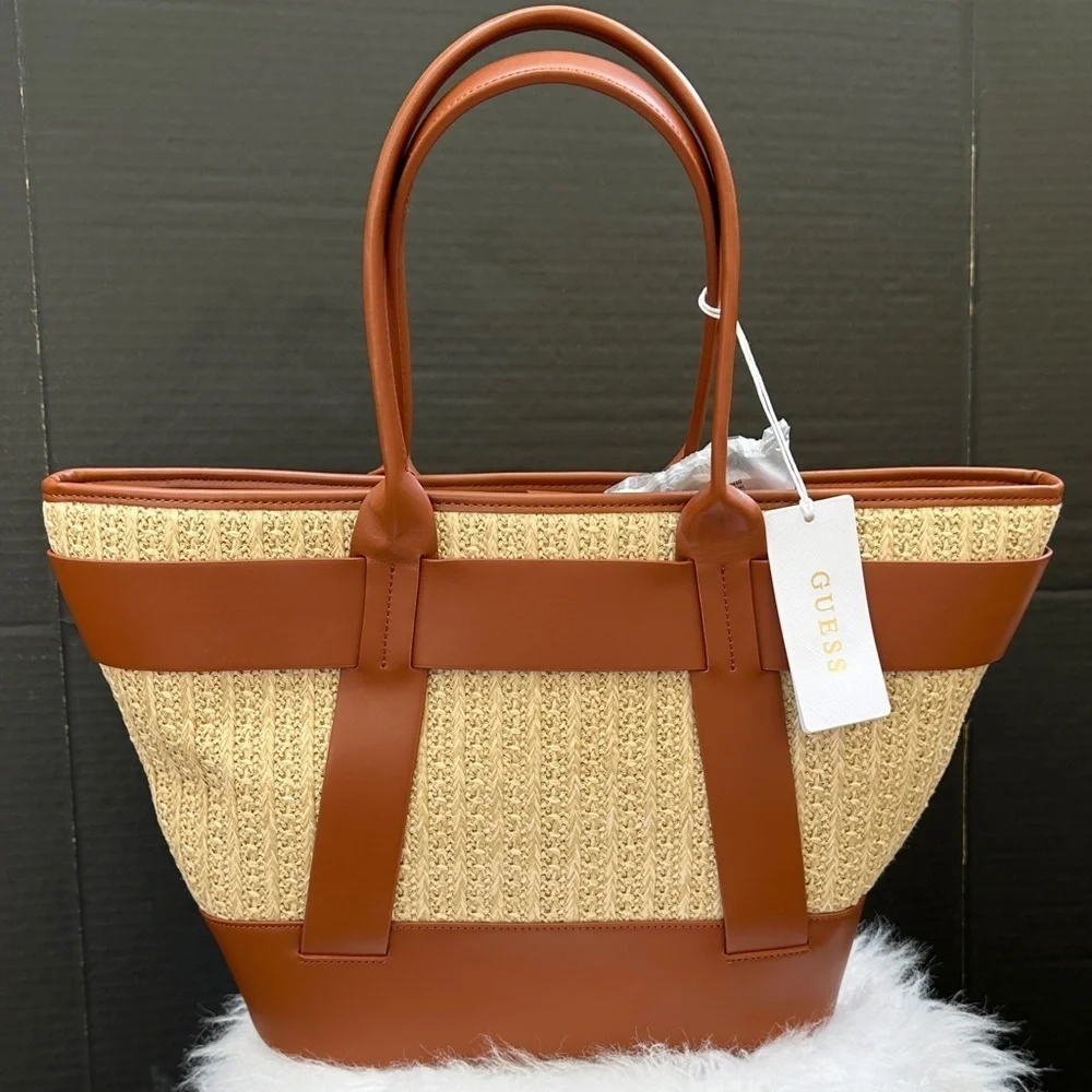 New Guess Tuane Raffia Tote